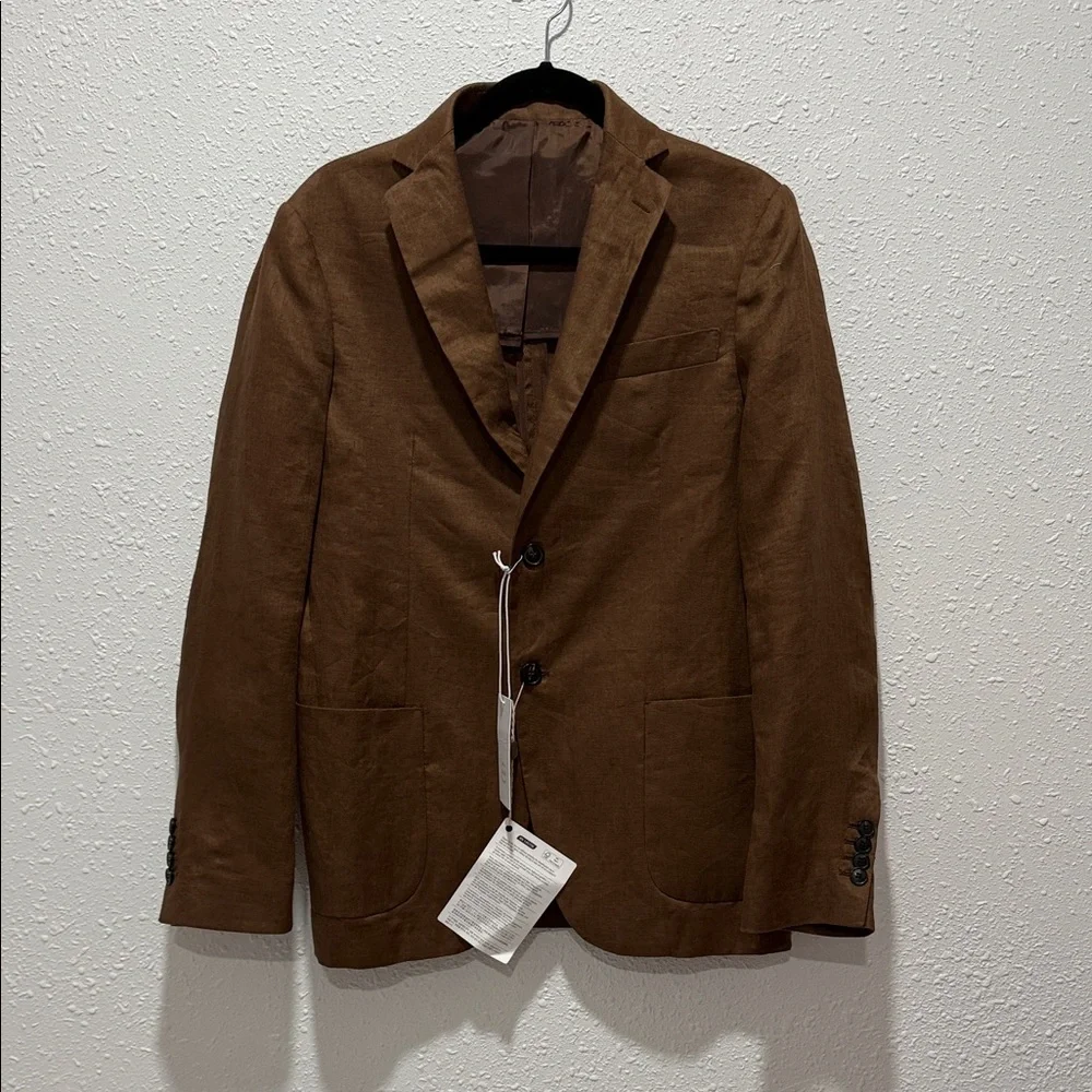 8 by‎ yoox 100% flax Classic Tan Blazer for Men 46